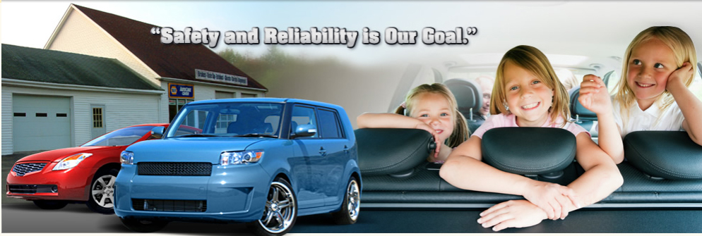 Shop and cars with slogan